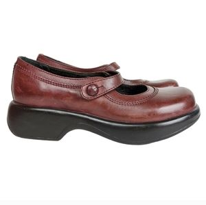 Dansko slip on mary jane's brick red Maroon Leather shoes slip on UK37 US6.5/7